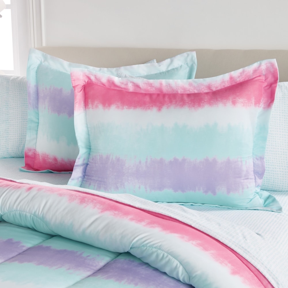 Dream Factory Tie Dye Stripe Microfibra Letto in Borsa con Set di Lenzuola