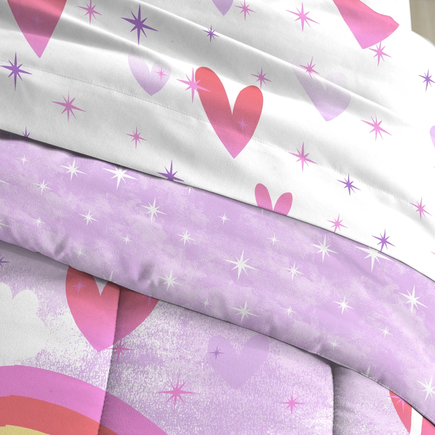 Dream Factory Unicorn Rainbow - Set letto in microfibra da 7 pezzi con lenzuola