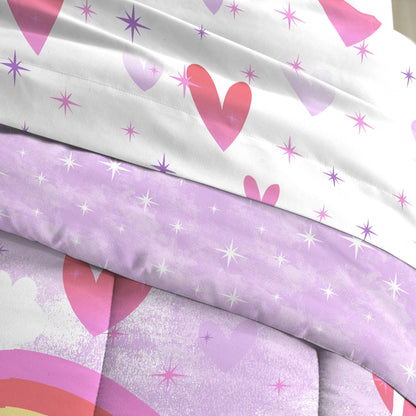Dream Factory Unicorn Rainbow - Set letto in microfibra da 7 pezzi con lenzuola