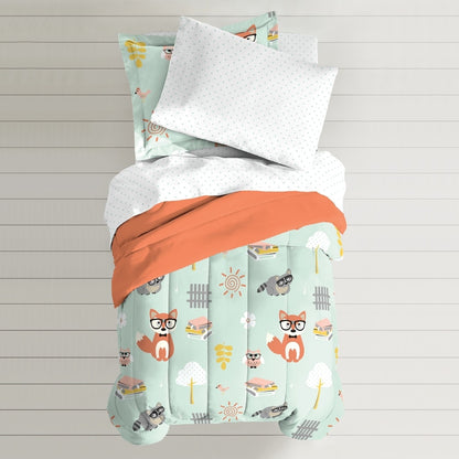 Dream Factory Woodland Friends - Letto singolo in borsa con set di lenzuola