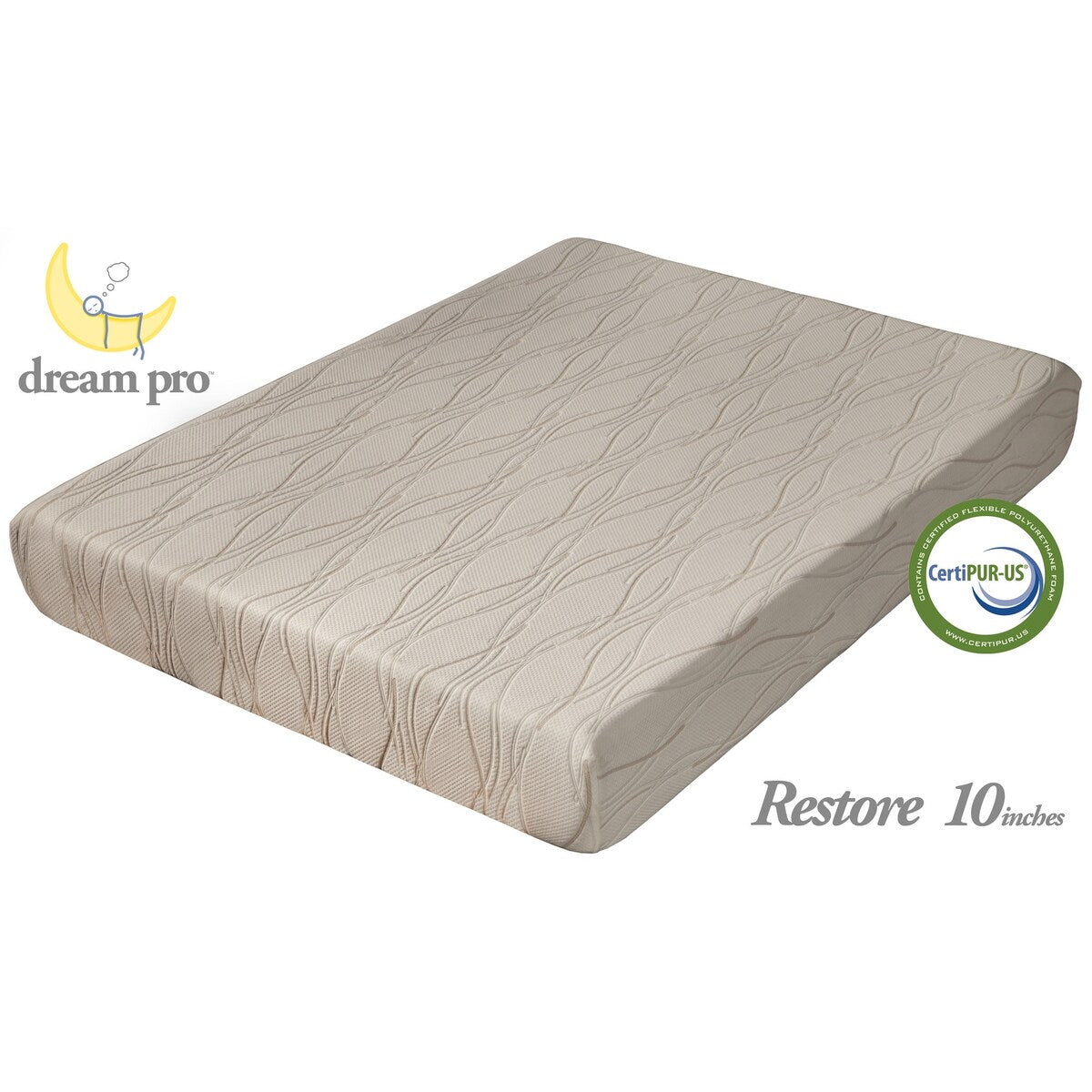 Materasso in memory foam Dream Pro Restore Lunair da 10 pollici, dimensioni standard