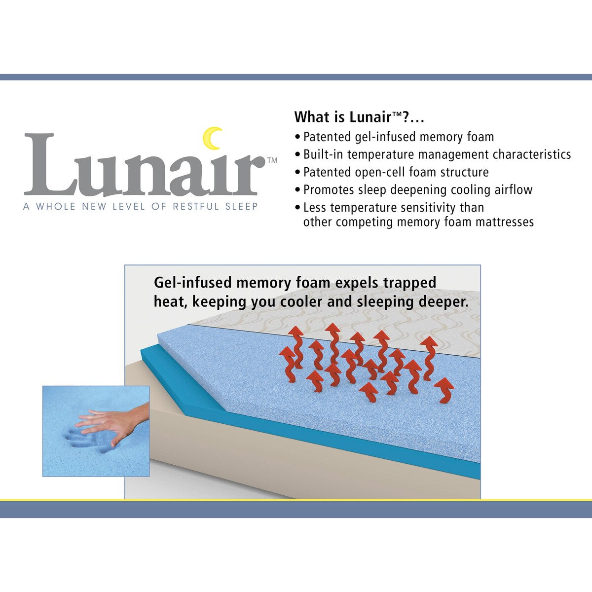 Materasso in memory foam Dream Pro Restore Lunair da 10 pollici King-size in gel - Bianco