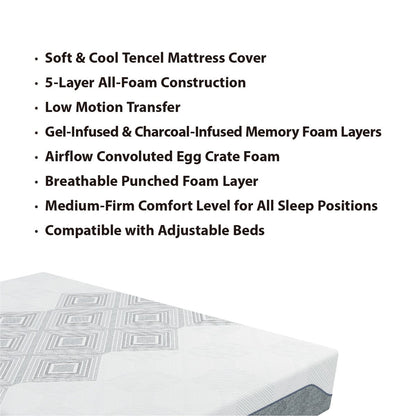 Materasso Dreamwave in memory foam con gel rinfrescante di media rigidità da 12 pollici