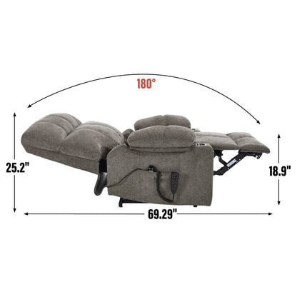 Poltrona reclinabile elettrica Chenille a doppio motore, meccanismo di movimento resistente con massaggio e riscaldamento lombare, doppio portabicchieri