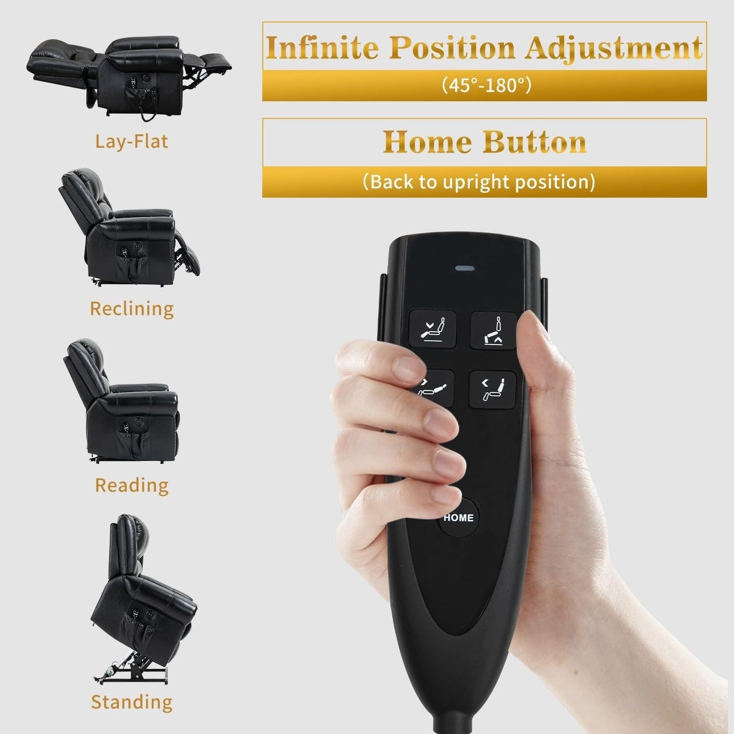 Poltrone reclinabili con doppio motore in vera pelle, massaggio termico, porte USB