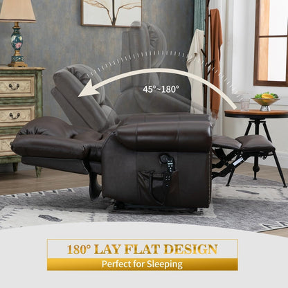 Poltrone reclinabili con doppio motore in vera pelle, massaggio termico, porte USB