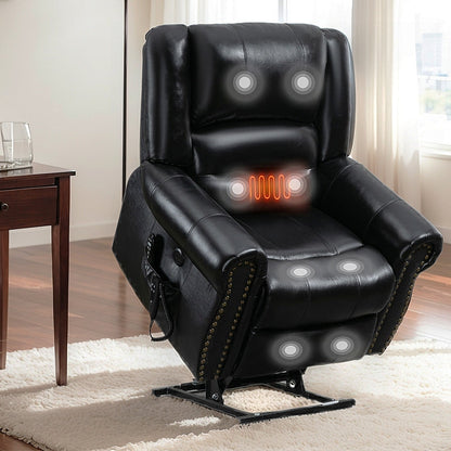 Poltrone reclinabili con doppio motore in vera pelle, massaggio termico, porte USB