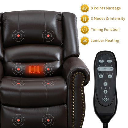 Poltrone reclinabili con doppio motore in vera pelle, massaggio termico, porte USB