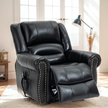 Poltrone reclinabili con doppio motore in vera pelle, massaggio termico, porte USB