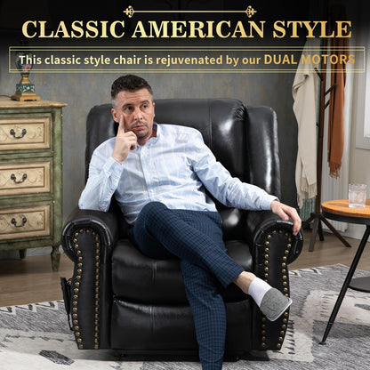 Poltrone reclinabili con doppio motore in vera pelle, massaggio termico, porte USB