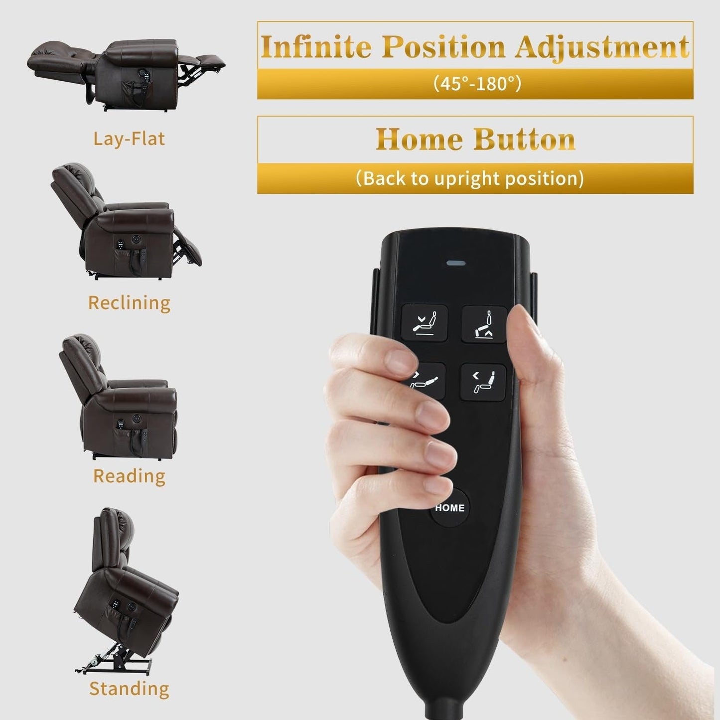 Poltrone reclinabili con doppio motore in vera pelle, massaggio termico, porte USB