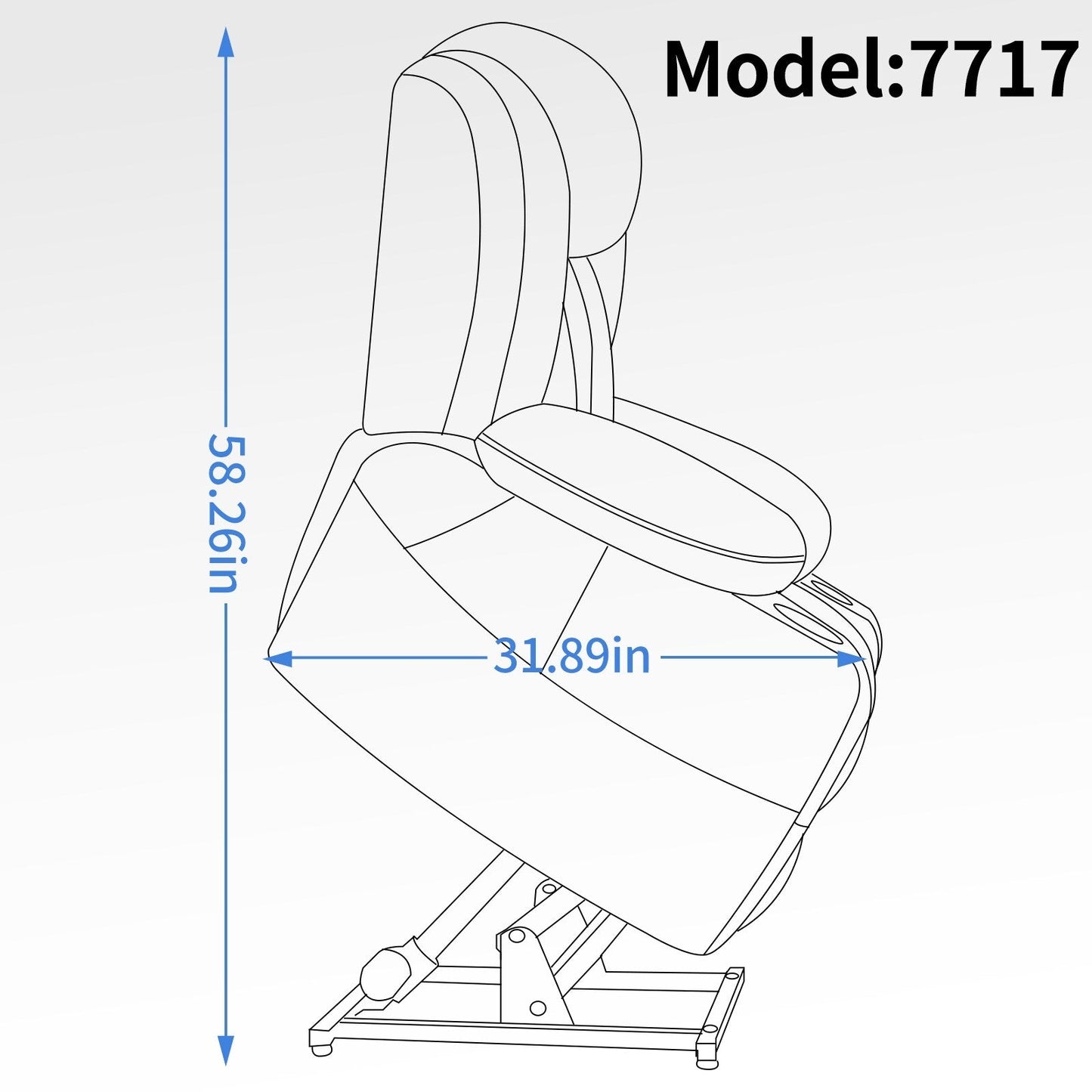 Poltrona reclinabile elettrica a doppio motore con infinite posizioni, meccanismo di movimento per impieghi gravosi, massaggio e riscaldamento lombare, portabicchieri