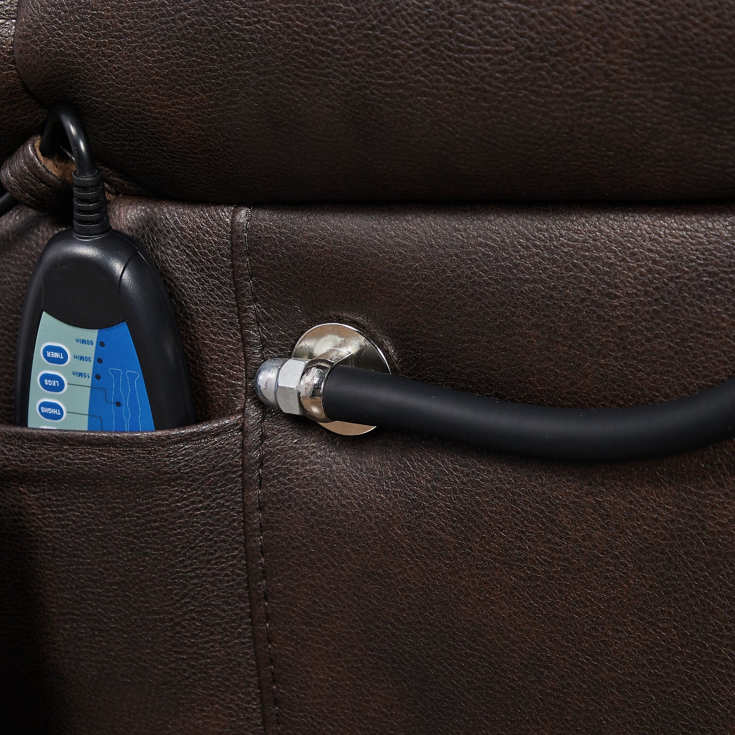 Poltrona reclinabile elettrica a doppio motore con massaggio, supporto lombare riscaldato, tasche laterali, porta telefono regolabile e portabicchieri