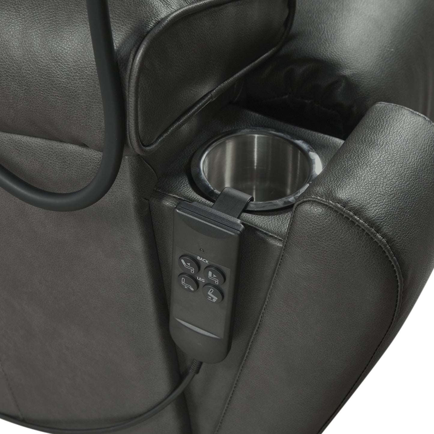 Poltrona reclinabile elettrica a doppio motore con massaggio, supporto lombare riscaldato, tasche laterali, porta telefono regolabile e portabicchieri