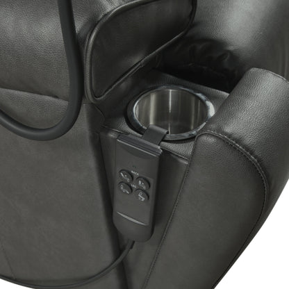 Poltrona reclinabile elettrica a doppio motore con massaggio, supporto lombare riscaldato, tasche laterali, porta telefono regolabile e portabicchieri