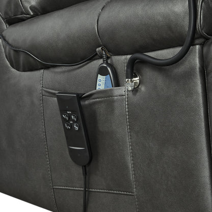 Poltrona reclinabile elettrica a doppio motore con massaggio, supporto lombare riscaldato, tasche laterali, porta telefono regolabile e portabicchieri