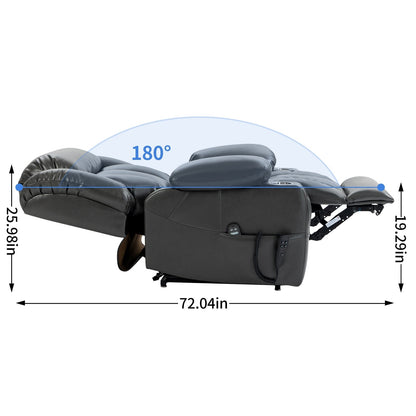 Poltrona reclinabile elettrica a doppio motore, con massaggio a 8 punti e riscaldamento lombare, portabicchieri in acciaio inossidabile