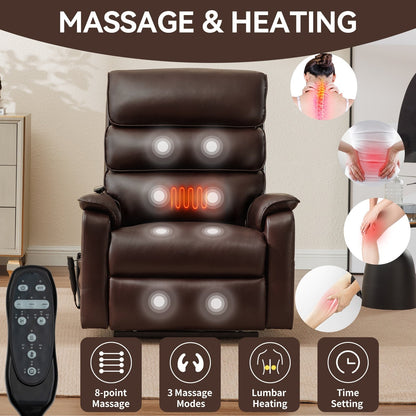 Poltrona reclinabile elettrica a doppio motore, con riscaldamento e massaggio, capacità di carico di 350 libbre, posizione infinita, telecomando elettrico, tasche laterali