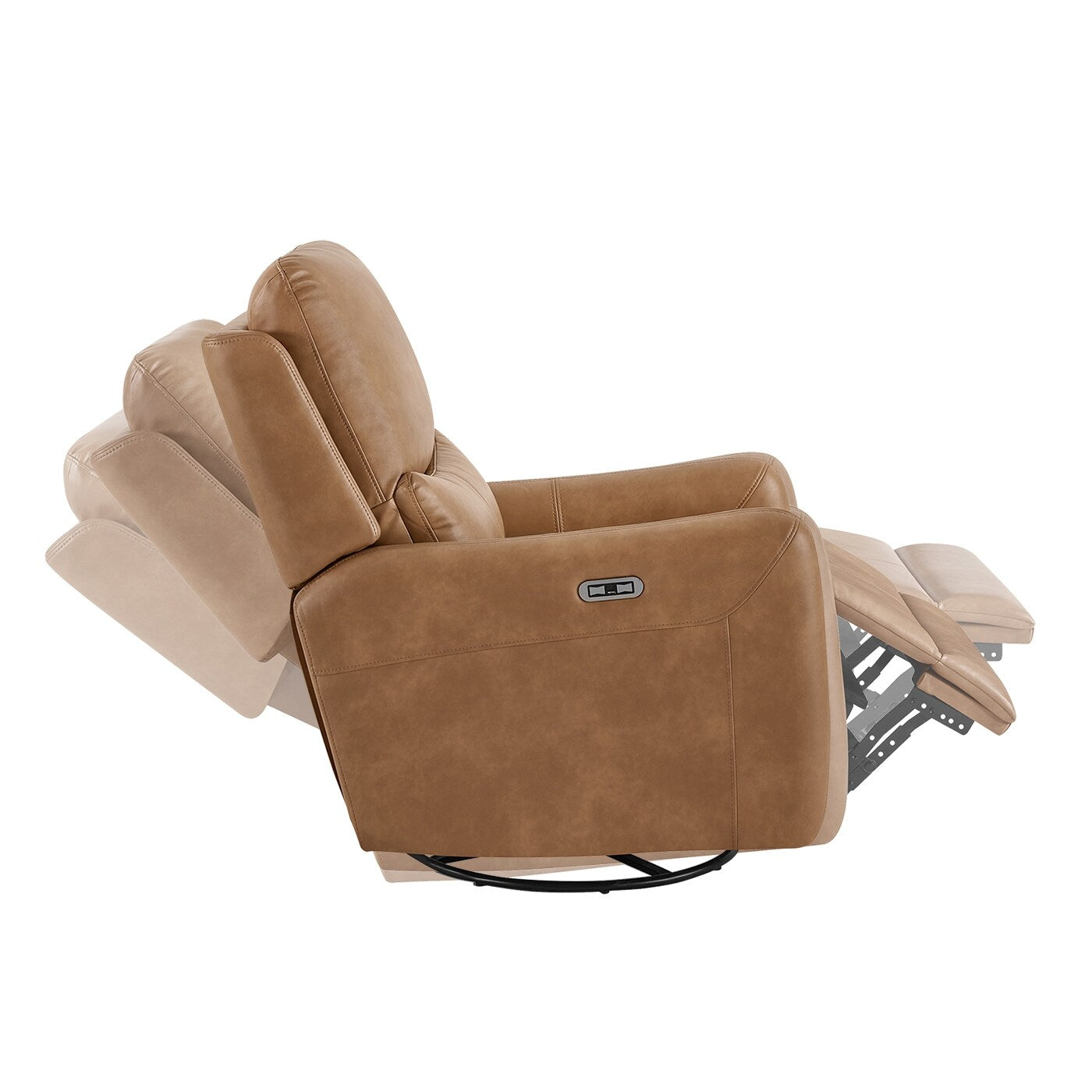 Poltrona reclinabile elettrica girevole Dublin 30 in similpelle marrone sella