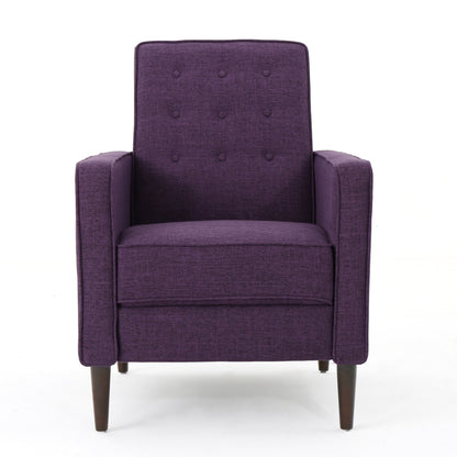 Poltrona reclinabile manuale Dupe, design con bottoni trapuntati, poliestere viola
