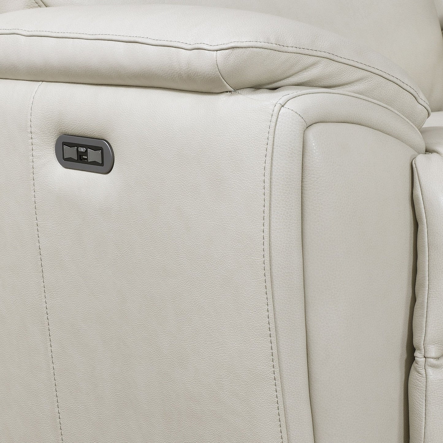 Divano elettrico Steve Silver Durham in pelle pieno fiore avorio