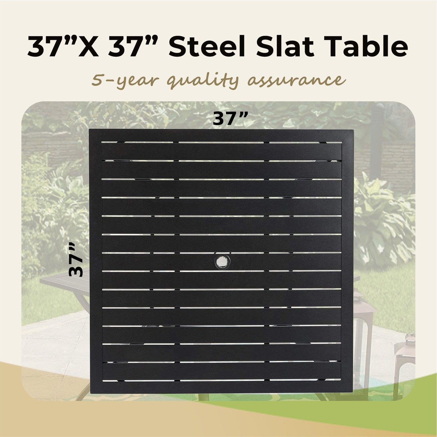 MAISON ARTS Set da pranzo in metallo con rivestimento E-Coating, set da pranzo per esterni e patio (set da 5)