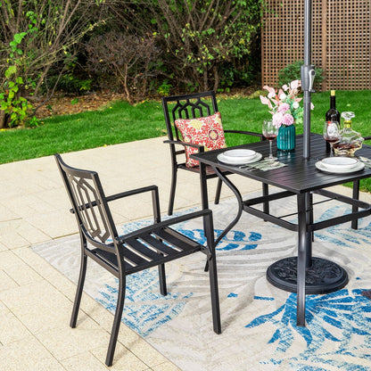 MAISON ARTS Set da pranzo in metallo con rivestimento E-Coating, set da pranzo per esterni e patio (set da 5)