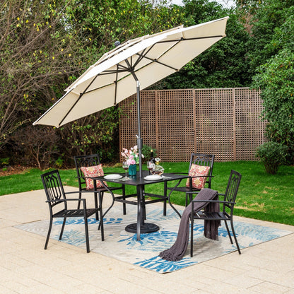 MAISON ARTS Set da pranzo in metallo con rivestimento E-Coating, set da pranzo per esterni e patio (set da 5)