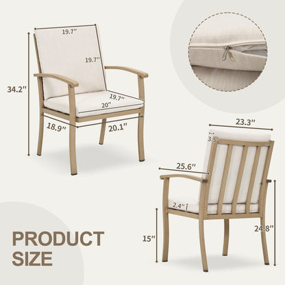 Set da pranzo per patio in alluminio EGEIROS LIFE AluLux da 9 pezzi con 2 sedie da pranzo girevoli, 6 sedie da pranzo e cuscini lavabili