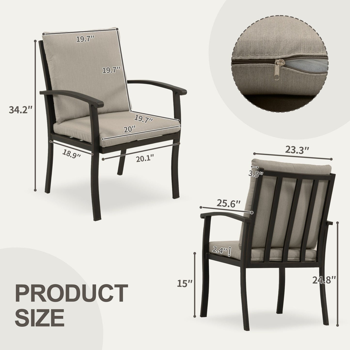 Set da pranzo per patio in alluminio EGEIROS LIFE AluLux da 9 pezzi con 2 sedie da pranzo girevoli, 6 sedie da pranzo e cuscini lavabili