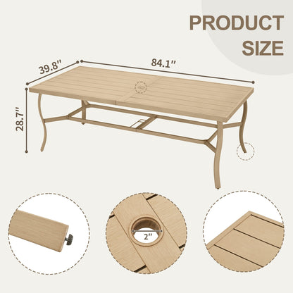 Set da pranzo per patio in alluminio EGEIROS LIFE AluLux da 9 pezzi con 2 sedie da pranzo girevoli, 6 sedie da pranzo e cuscini lavabili