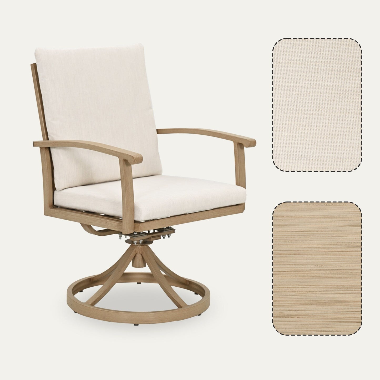 Set da pranzo per patio in alluminio EGEIROS LIFE AluLux da 9 pezzi con 8 sedie da pranzo girevoli e cuscini lavabili