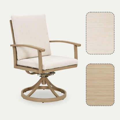 Set da pranzo per patio in alluminio EGEIROS LIFE AluLux da 9 pezzi con 8 sedie da pranzo girevoli e cuscini lavabili