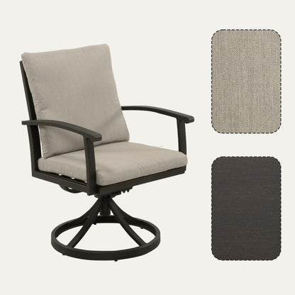 Set da pranzo per patio in alluminio EGEIROS LIFE AluLux da 9 pezzi con 8 sedie da pranzo girevoli e cuscini lavabili