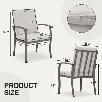 Set da pranzo per patio in alluminio EGEIROS LIFE AluLux da 9 pezzi con cuscini lavabili