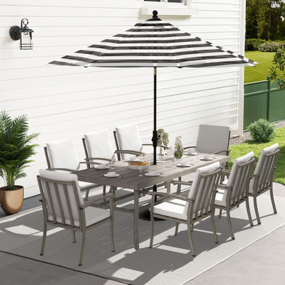 Set da pranzo per patio in alluminio EGEIROS LIFE AluLux da 9 pezzi con cuscini lavabili