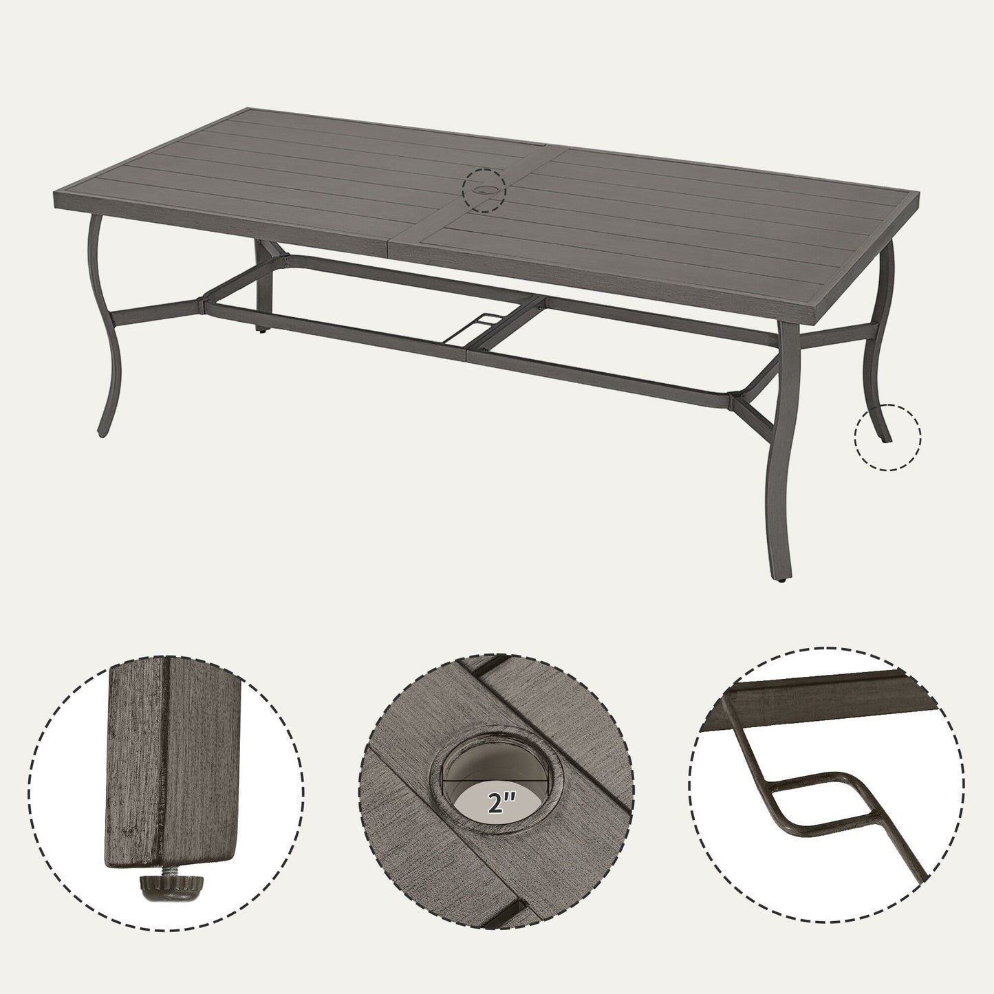 Set da pranzo per patio in alluminio EGEIROS LIFE AluLux da 9 pezzi con cuscini lavabili