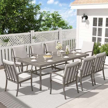 Set da pranzo per patio in alluminio EGEIROS LIFE AluLux da 9 pezzi con cuscini lavabili