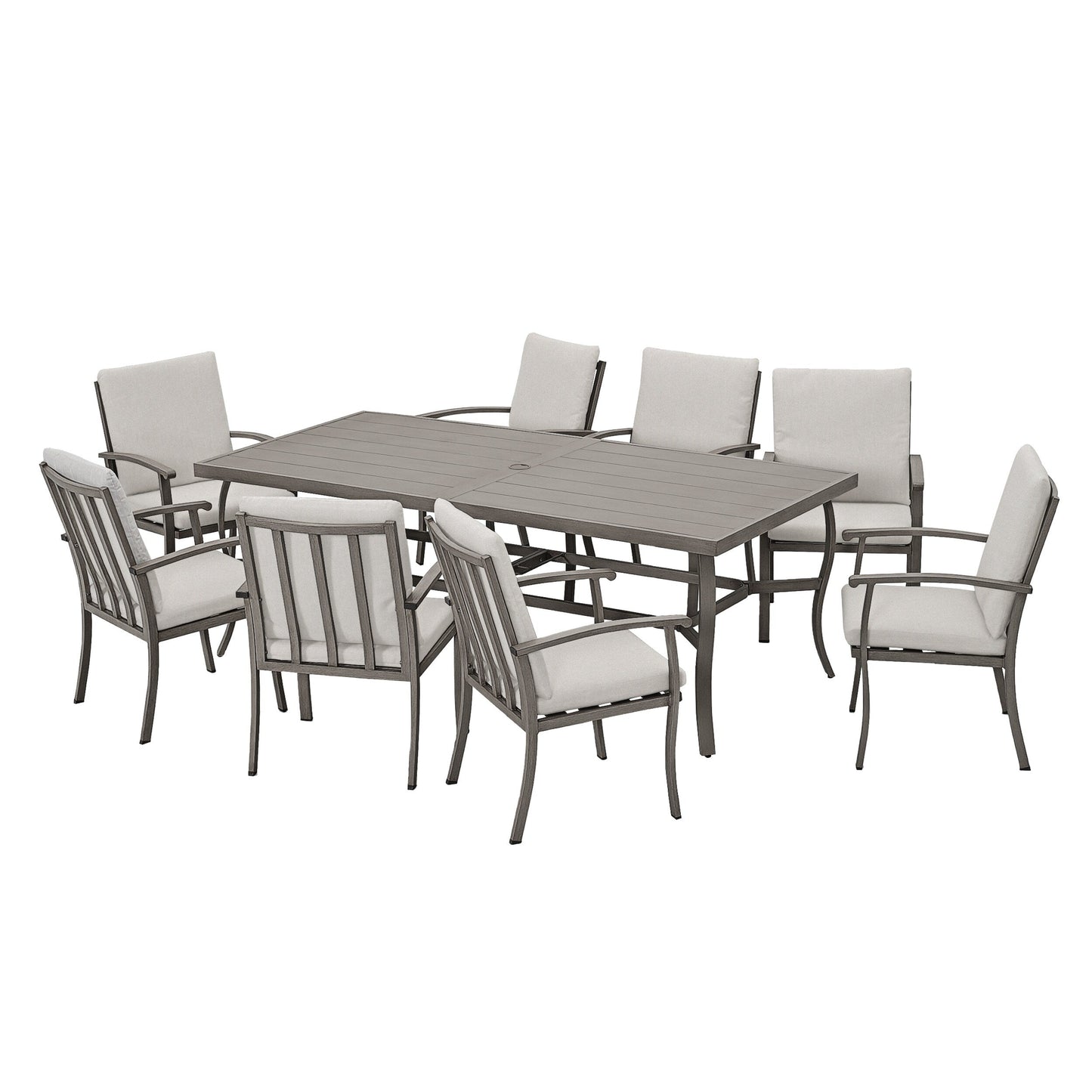 Set da pranzo per patio in alluminio EGEIROS LIFE AluLux da 9 pezzi con cuscini lavabili