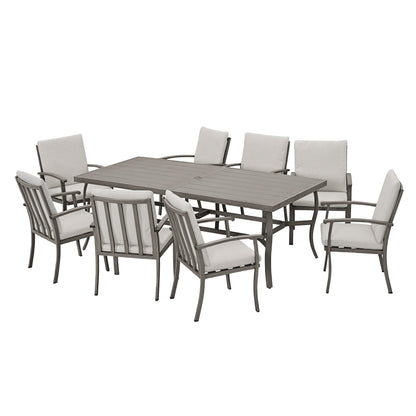 Set da pranzo per patio in alluminio EGEIROS LIFE AluLux da 9 pezzi con cuscini lavabili