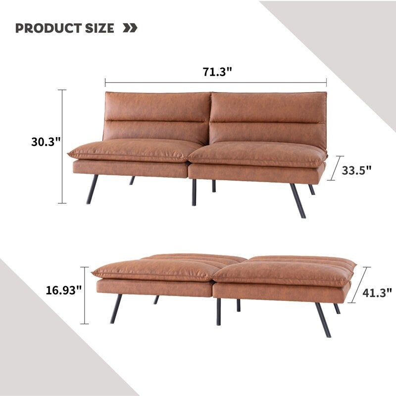 Divano trasformabile in similpelle EGOHOME 71 con schienale diviso