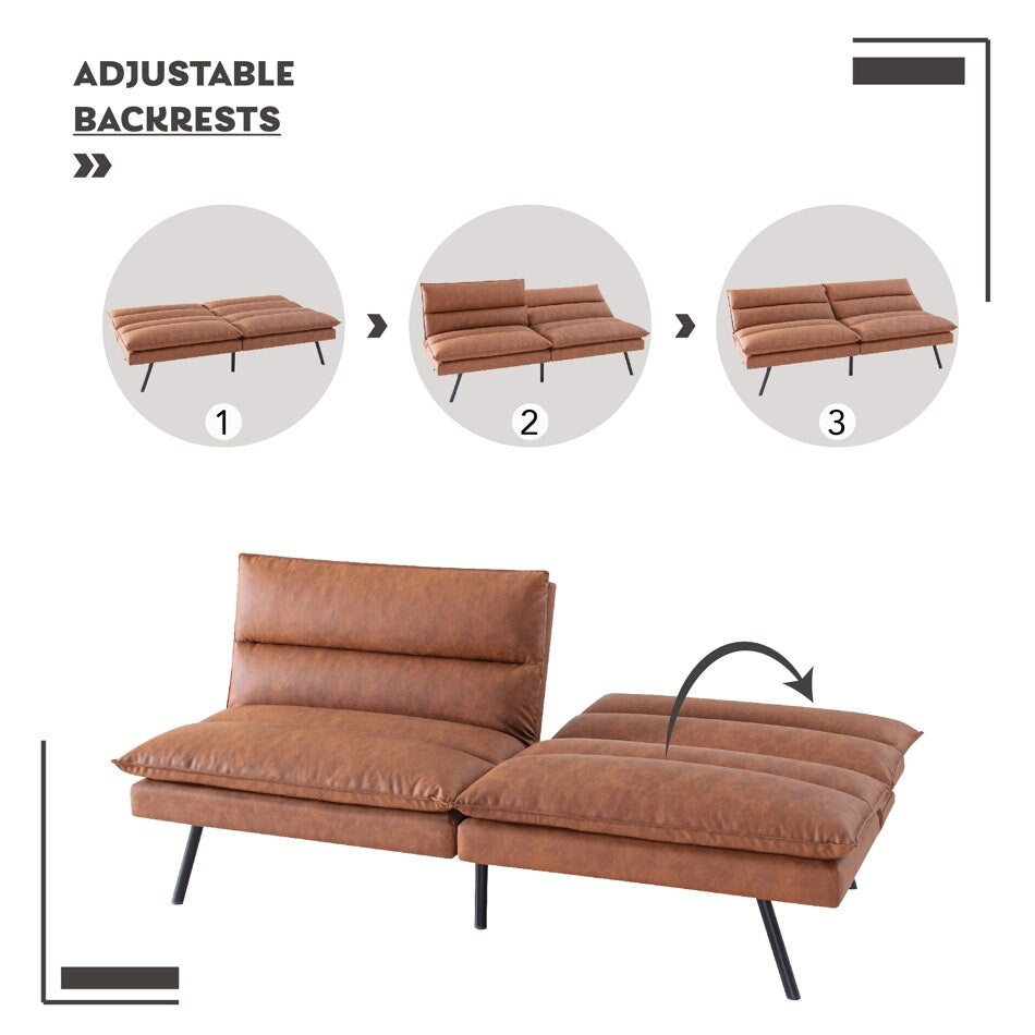 Divano trasformabile in similpelle EGOHOME 71 con schienale diviso