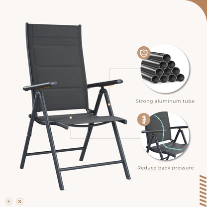 Set da pranzo da giardino EROMMY da 7 pezzi con sedie pieghevoli e tavolo in alluminio, mobili da esterno per cortile, terrazza o balcone.