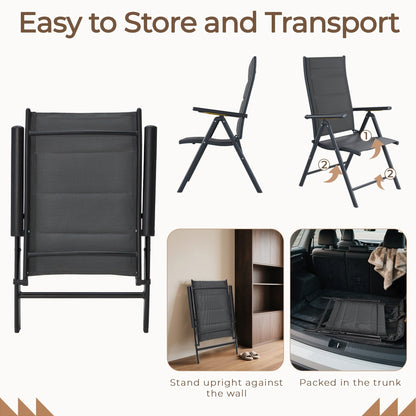 Set da pranzo da giardino EROMMY da 7 pezzi con sedie pieghevoli e tavolo in alluminio, mobili da esterno per cortile, terrazza o balcone.