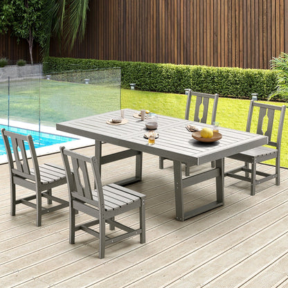 Set da pranzo versatili per esterni con sedie girevoli/pieghevoli e tavolo con doghe in acciaio e set da pranzo in HDPE per giardini e patii