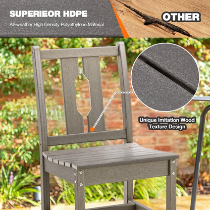 Set da pranzo versatili per esterni con sedie girevoli/pieghevoli e tavolo con doghe in acciaio e set da pranzo in HDPE per giardini e patii