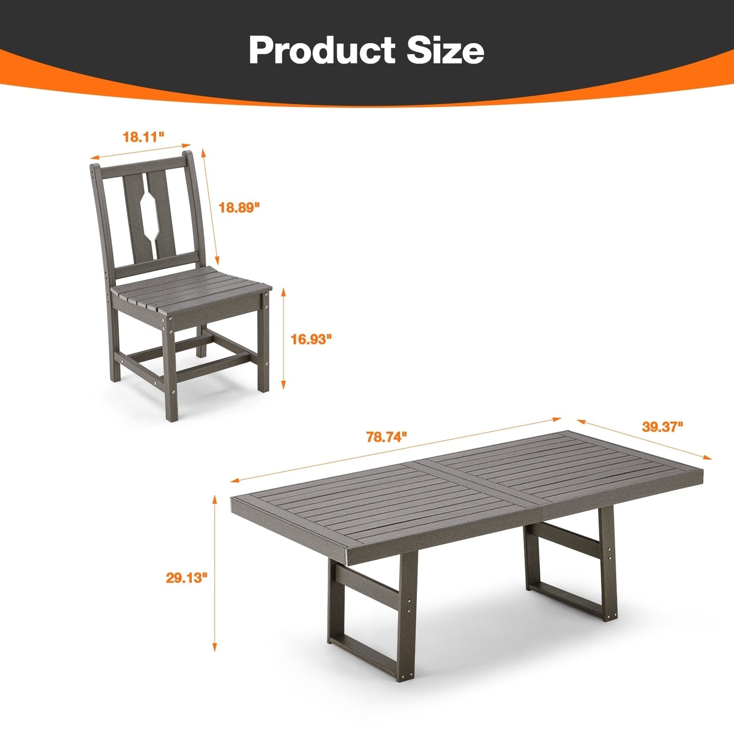 Set da pranzo versatili per esterni con sedie girevoli/pieghevoli e tavolo con doghe in acciaio e set da pranzo in HDPE per giardini e patii