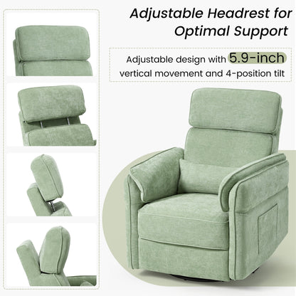 Poltrona reclinabile girevole elettrica EROMMY con poggiatesta e braccioli regolabili, ricarica USB e Type-C, poltrona reclinabile per bambini