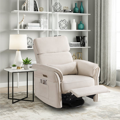 Poltrona reclinabile girevole elettrica EROMMY con poggiatesta e braccioli regolabili, ricarica USB e Type-C, poltrona reclinabile per bambini