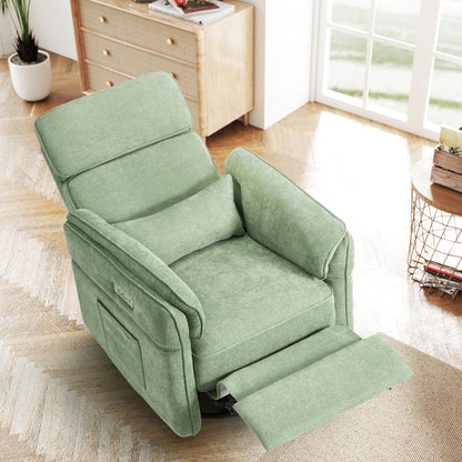 Poltrona reclinabile girevole elettrica EROMMY con poggiatesta e braccioli regolabili, ricarica USB e Type-C, poltrona reclinabile per bambini